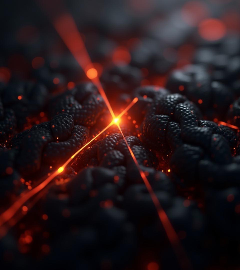 Abstract visualization of carbon fiber weave transitioning into digital data streams