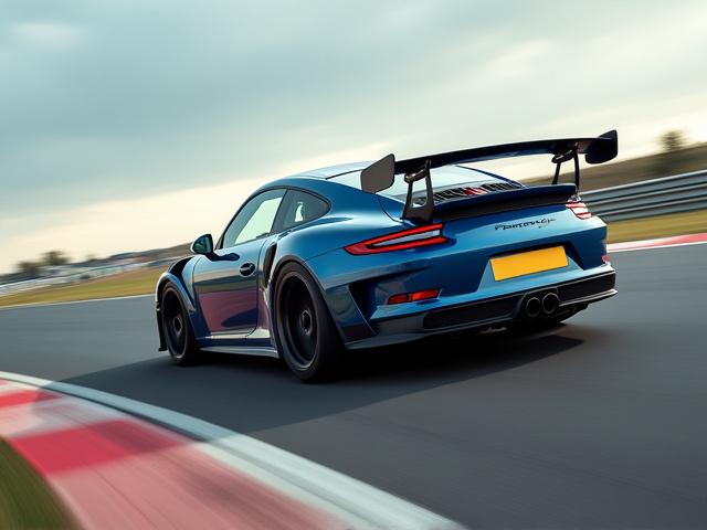 Porsche 911 GT3 RS with custom carbon splitters on race track
